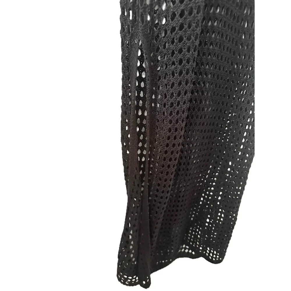 NWT Shade And Shore Dress Womens Size XL Black Sleeveless Mesh V Neck Swim Cover - Picture 9 of 10
